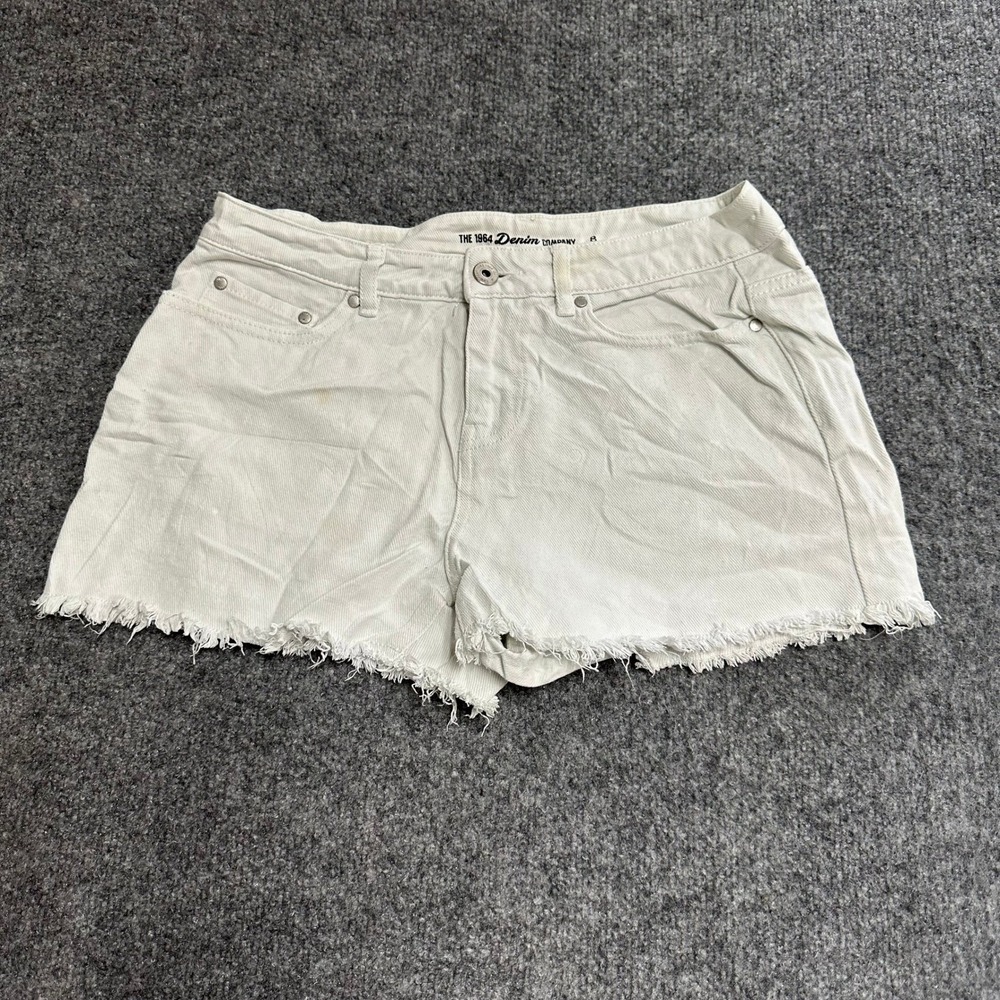 The 1964 Denim Company Shorts Womens Size 8 Off White Cotton Raw Hem Cutoff